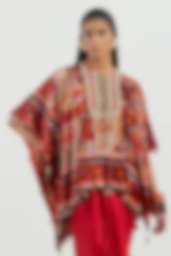 Multi-Colored Velvet Embroidered Dupatta Poncho Jacket by ASEEM KAPOOR at Pernia's Pop Up Shop