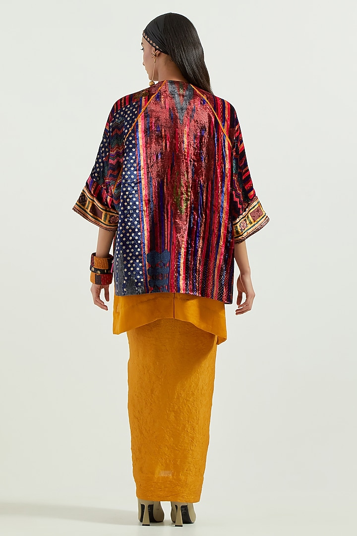 Multi-Colored Velvet Embroidered Boxy Jacket by ASEEM KAPOOR at Pernia's Pop Up Shop