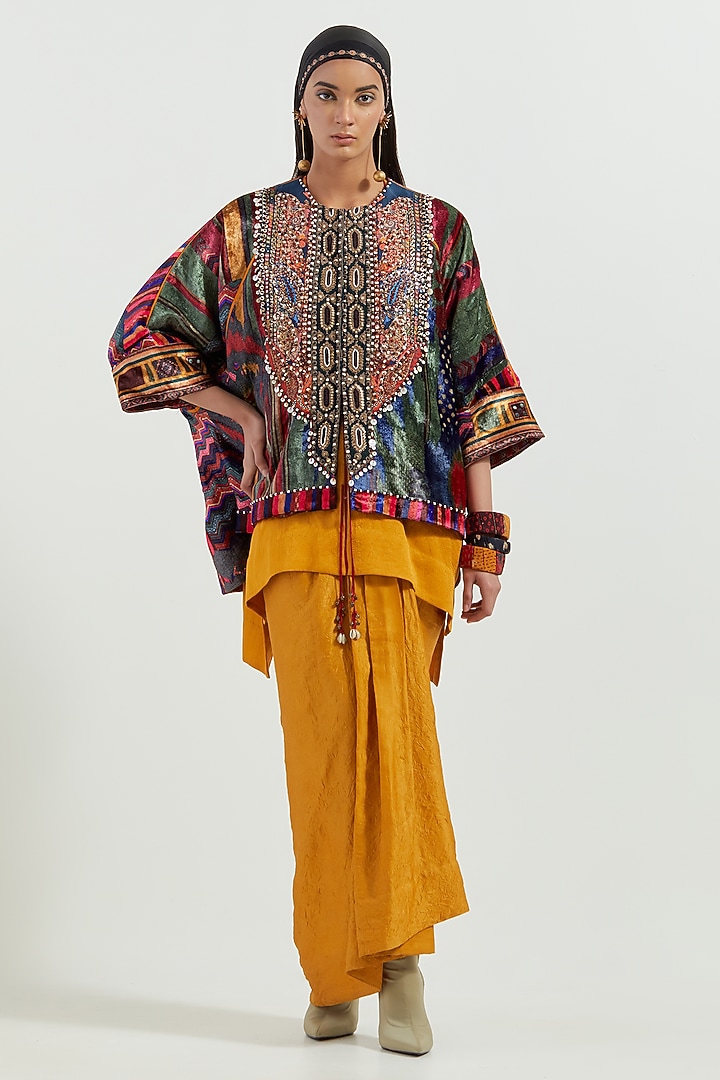 Multi-Colored Velvet Embroidered Boxy Jacket by ASEEM KAPOOR at Pernia's Pop Up Shop