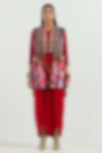 Multi-Colored Velvet Embroidered Open Structured Sleeveless Jacket by ASEEM KAPOOR at Pernia's Pop Up Shop