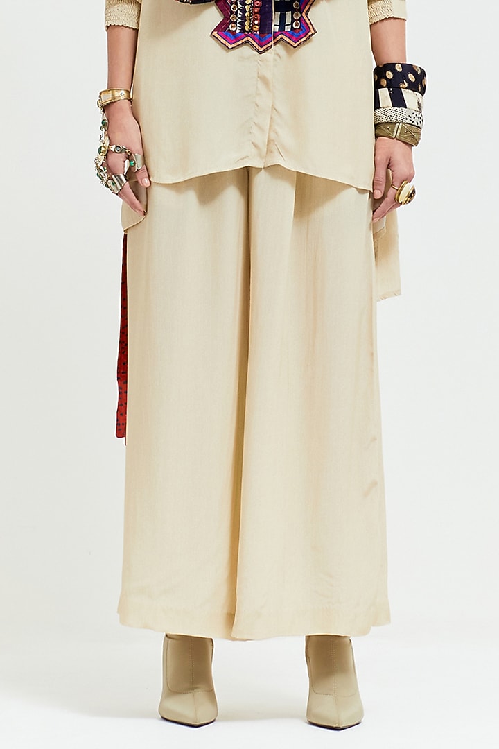 White Silk & Slub Satin Jacket Set by ASEEM KAPOOR at Pernia's Pop Up Shop