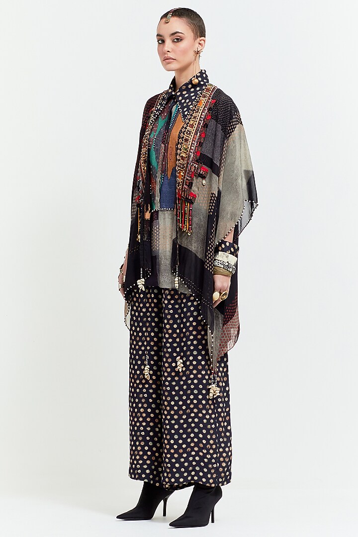 Black Natural Crepe Printed Co-Ord Set by ASEEM KAPOOR at Pernia's Pop Up Shop