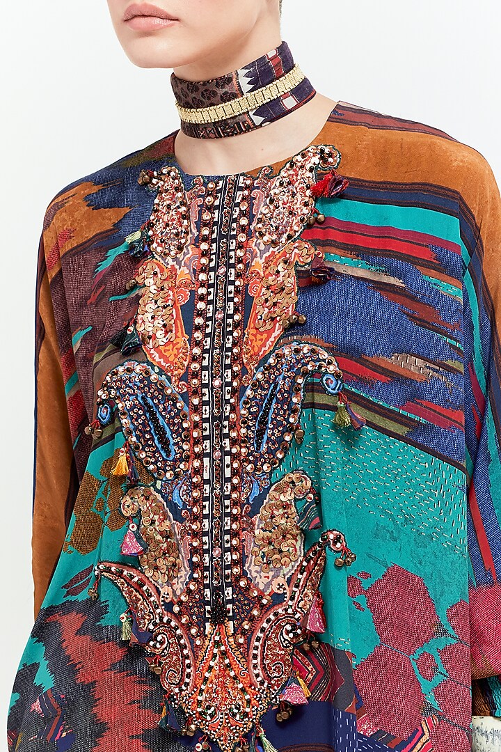 Multi-Colored Natural Crepe Skirt Set by ASEEM KAPOOR at Pernia's Pop Up Shop
