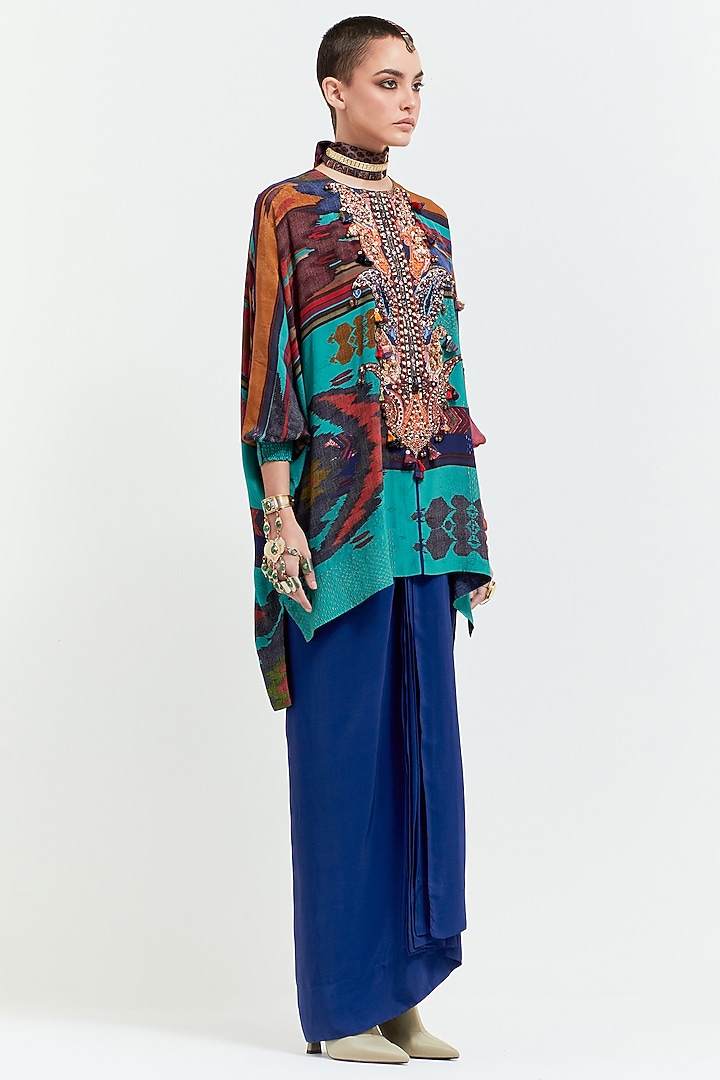 Multi-Colored Natural Crepe Skirt Set by ASEEM KAPOOR at Pernia's Pop Up Shop
