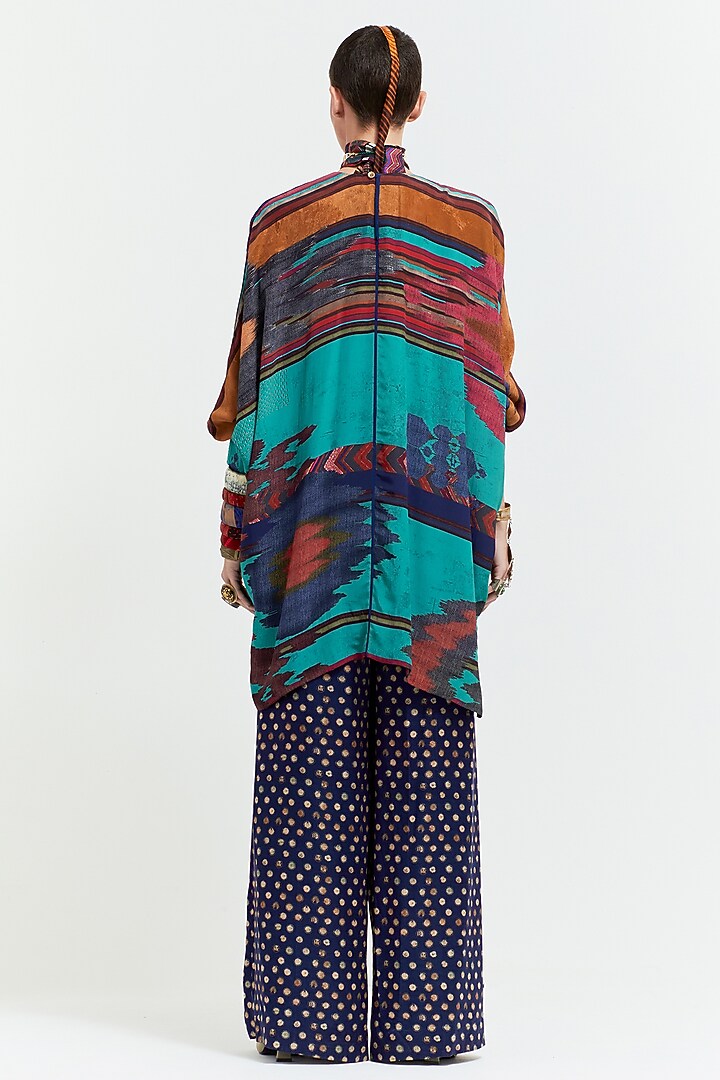 Multi-Colored Natural Crepe Printed & Resham Thread Embroidered Kurta Set by ASEEM KAPOOR at Pernia's Pop Up Shop