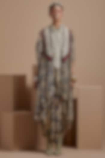 Multi-Colored Sheer Silk Resham Embroidered Jacket Set by ASEEM KAPOOR at Pernia's Pop Up Shop