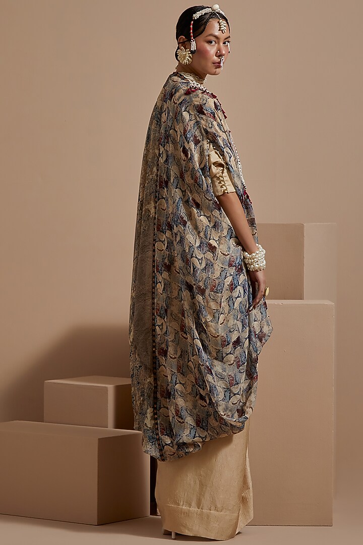 Multi-Colored Sheer Silk Resham Embroidered Jacket Set by ASEEM KAPOOR at Pernia's Pop Up Shop