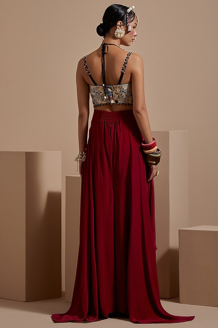Multi-Colored Sheer Silk Resham Embroidered Jacket Set by ASEEM KAPOOR at Pernia's Pop Up Shop