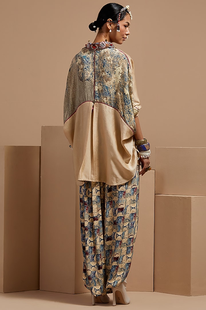 Ecru Crushed Silk Shirt by ASEEM KAPOOR at Pernia's Pop Up Shop