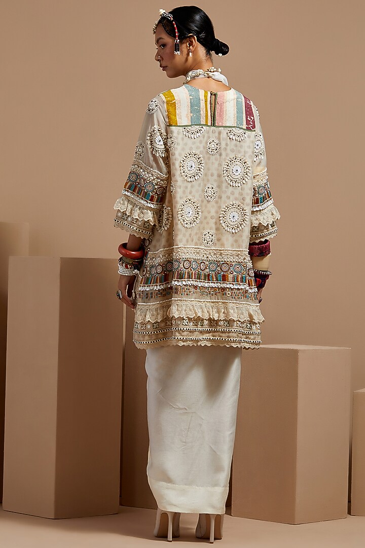 Multi-Colored Organza Resham Thread Embroidered Kurta Set by ASEEM KAPOOR at Pernia's Pop Up Shop