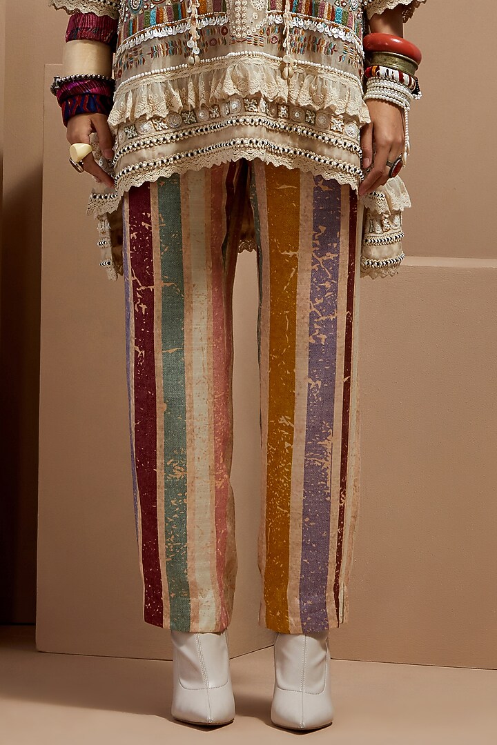 Multi-Colored Organza Resham Thread Embroidered Kurta Set by ASEEM KAPOOR at Pernia's Pop Up Shop
