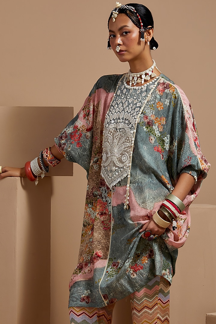 Multi-Colored Viscose Cotton Voile Printed Tunic Set by ASEEM KAPOOR at Pernia's Pop Up Shop