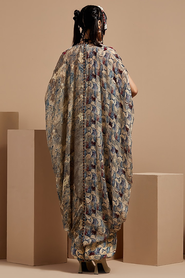 Multi-Colored Sheer Silk Printed & Embroidered Jacket Set by ASEEM KAPOOR at Pernia's Pop Up Shop
