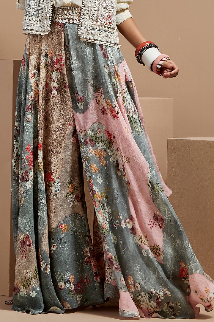 Multi-Colored Natural Crepe Printed Skirt Set by ASEEM KAPOOR at Pernia's Pop Up Shop