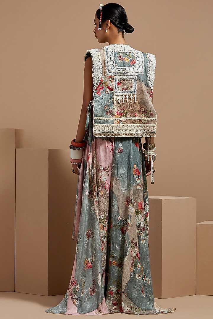 Multi-Colored Natural Crepe Printed Skirt Set by ASEEM KAPOOR at Pernia's Pop Up Shop