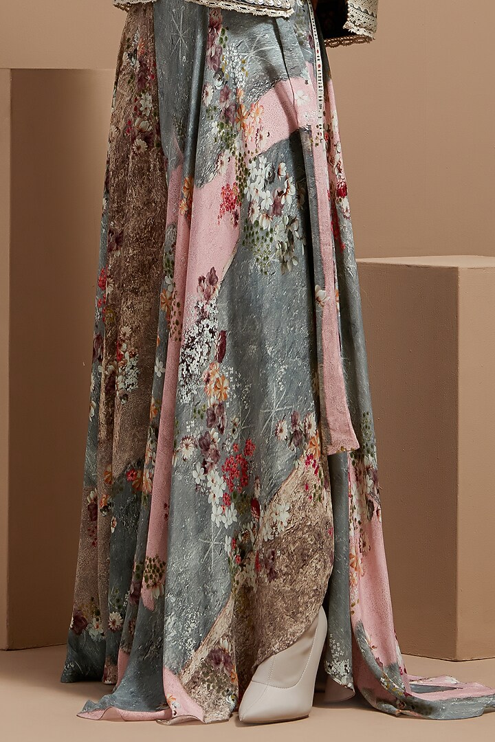 Multi-Colored Natural Crepe Printed Skirt Set by ASEEM KAPOOR at Pernia's Pop Up Shop