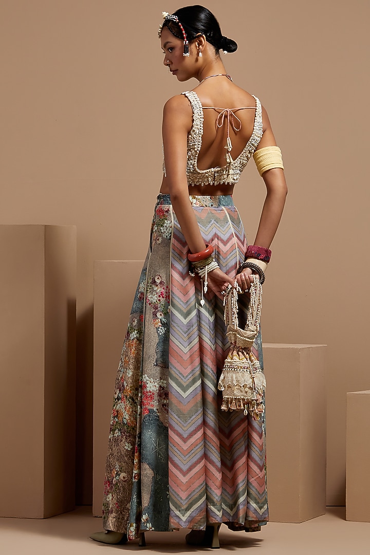 Multi-Colored Natural Crepe Resham Thread Embroidered Bag by ASEEM KAPOOR at Pernia's Pop Up Shop
