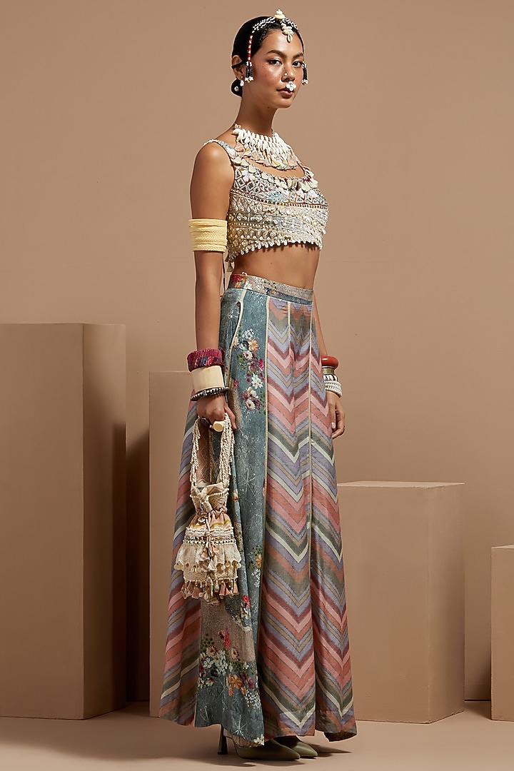 Multi-Colored Natural Crepe Resham Thread Embroidered Bag by ASEEM KAPOOR at Pernia's Pop Up Shop