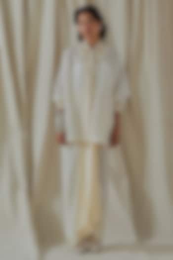 Mogra White Linen Embroidered Shirt by ASEEM KAPOOR at Pernia's Pop Up Shop