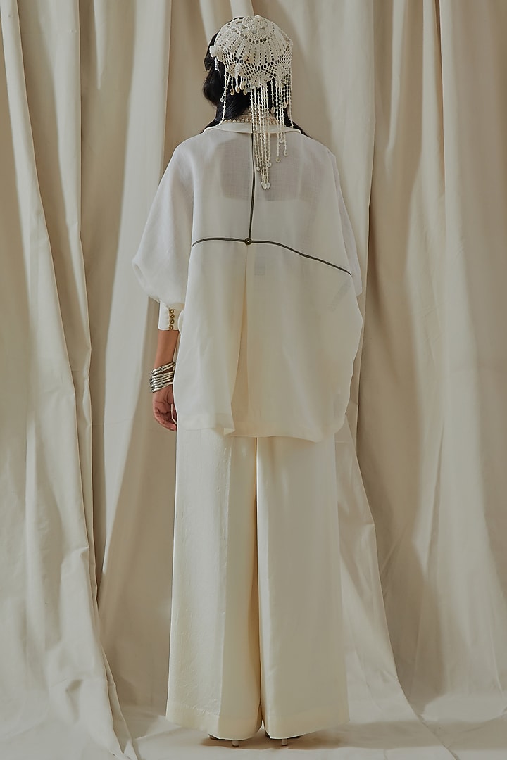 Mogra White Tashan Silk Embroidered Co-Ord Set by ASEEM KAPOOR at Pernia's Pop Up Shop