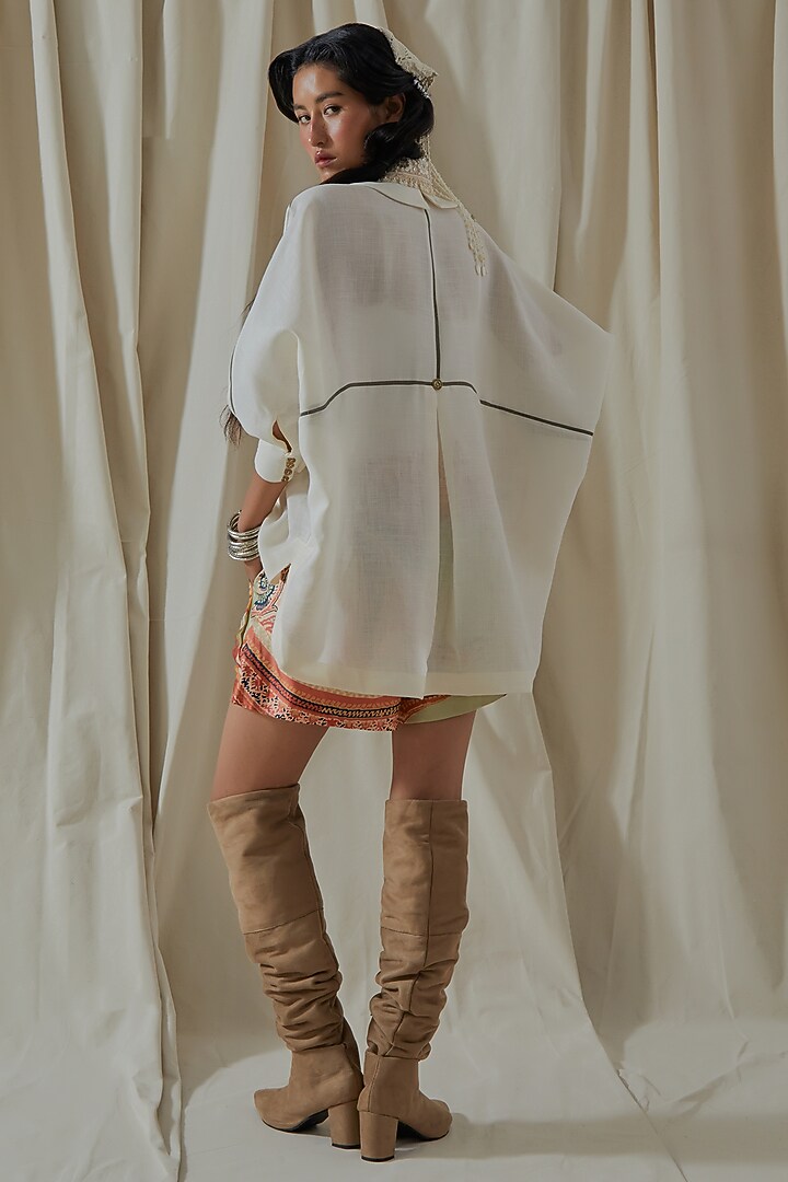 Mogra White Linen Embroidered Co-Ord Set by ASEEM KAPOOR at Pernia's Pop Up Shop