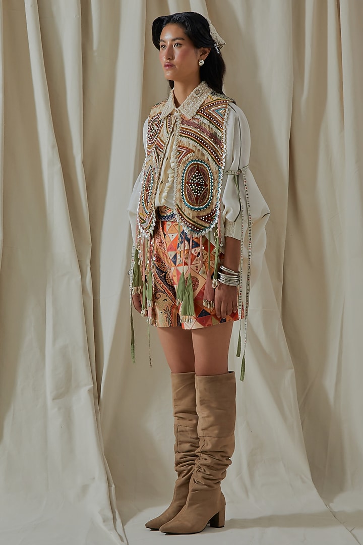Multi-Colored Slub Satin Printed Co-Ord Set by ASEEM KAPOOR at Pernia's Pop Up Shop