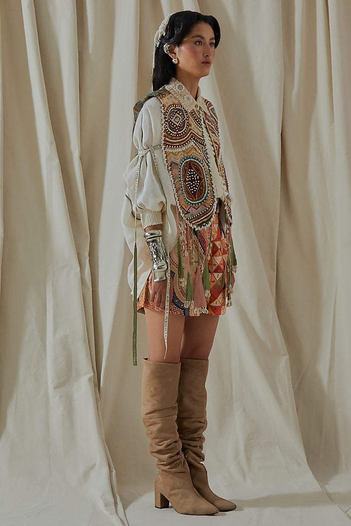 Multi-Colored Slub Satin Printed Co-Ord Set by ASEEM KAPOOR at Pernia's Pop Up Shop