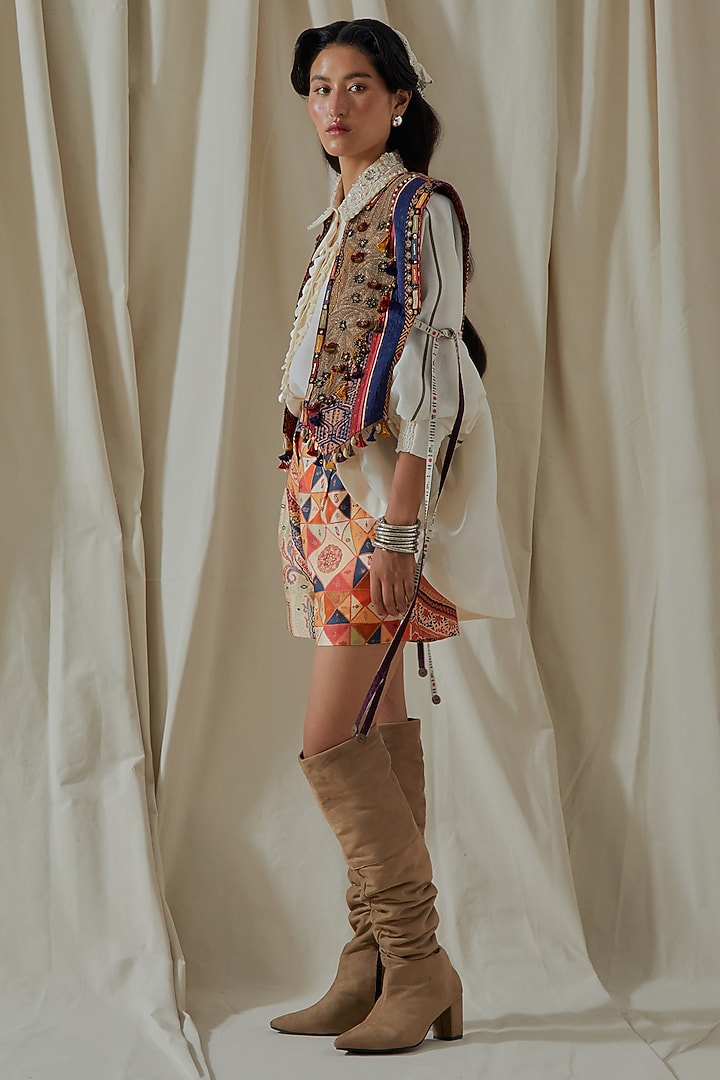 Multi-Colored Slub Satin Printed Co-Ord Set by ASEEM KAPOOR at Pernia's Pop Up Shop