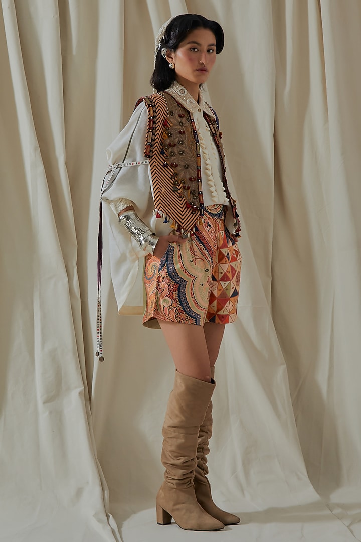 Multi-Colored Slub Satin Printed Co-Ord Set by ASEEM KAPOOR at Pernia's Pop Up Shop