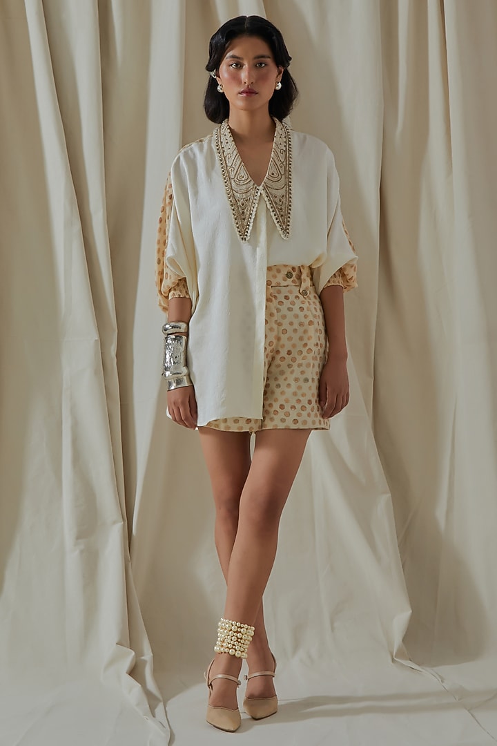 Mogra White Mushroom Twill Printed Co-Ord Set by ASEEM KAPOOR at Pernia's Pop Up Shop