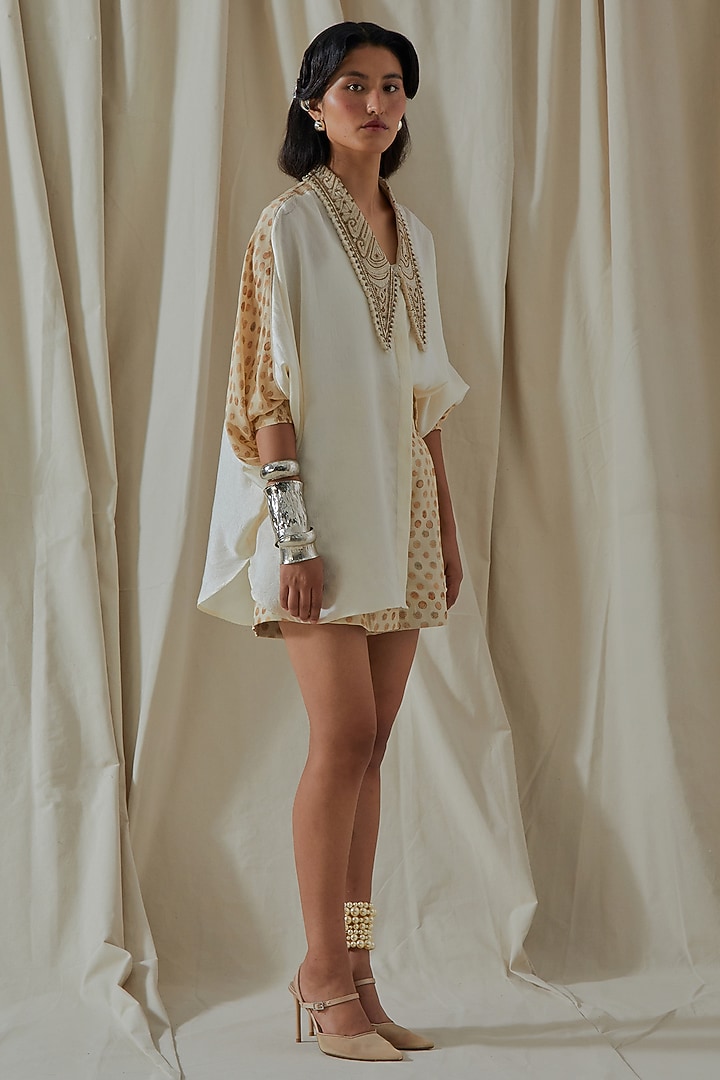 Mogra White Mushroom Twill Printed Co-Ord Set by ASEEM KAPOOR at Pernia's Pop Up Shop