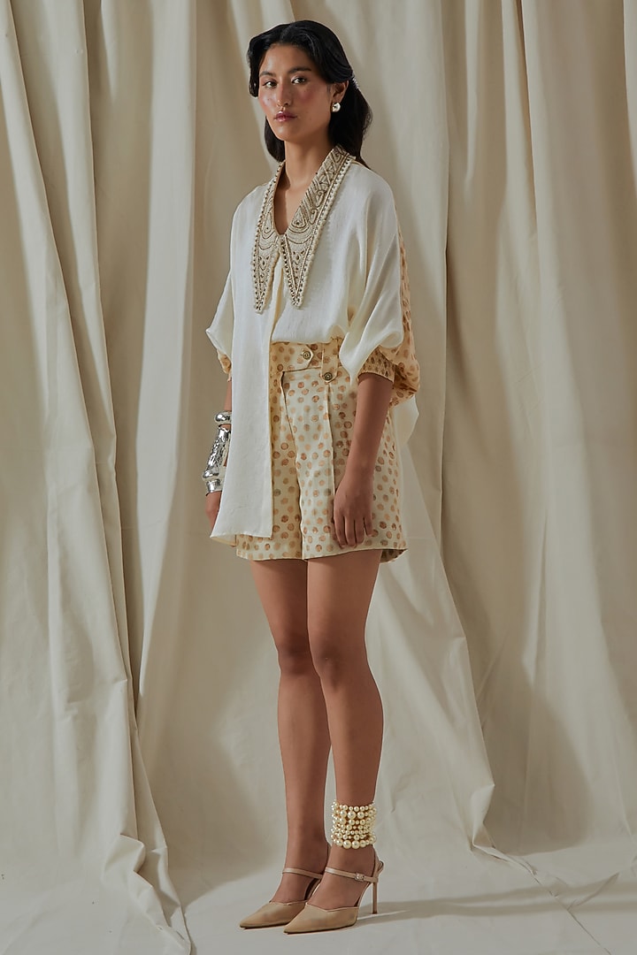 Mogra White Mushroom Twill Printed Co-Ord Set by ASEEM KAPOOR at Pernia's Pop Up Shop