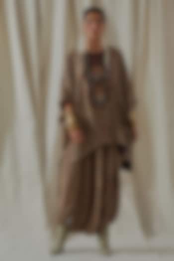 Ecru Italian Crepe Printed & Embroidered Kurta Set by ASEEM KAPOOR at Pernia's Pop Up Shop