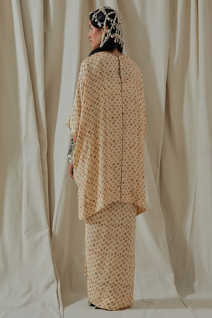 Ecru Italian Crepe Printed Pleated Skirt Set by ASEEM KAPOOR at Pernia's Pop Up Shop