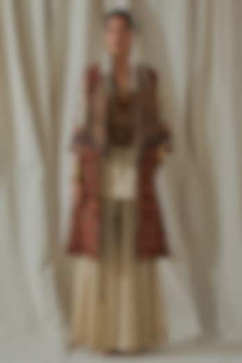 Ecru Tashan Silk Embroidered Bridal Sharara Set by ASEEM KAPOOR at Pernia's Pop Up Shop