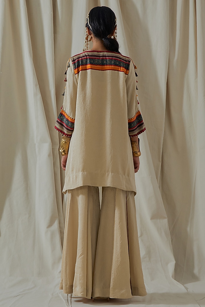 Ecru Tashan Silk Embroidered Bridal Sharara Set by ASEEM KAPOOR at Pernia's Pop Up Shop