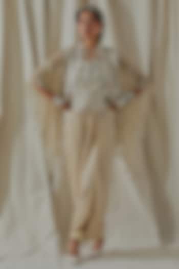 Ecru Organza Resham Thread Embroidered Jacket Set by ASEEM KAPOOR at Pernia's Pop Up Shop