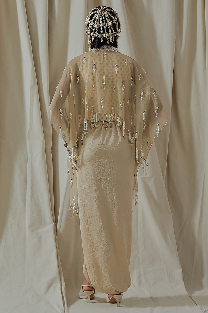 Ecru Organza Resham Thread Embroidered Jacket Set by ASEEM KAPOOR at Pernia's Pop Up Shop