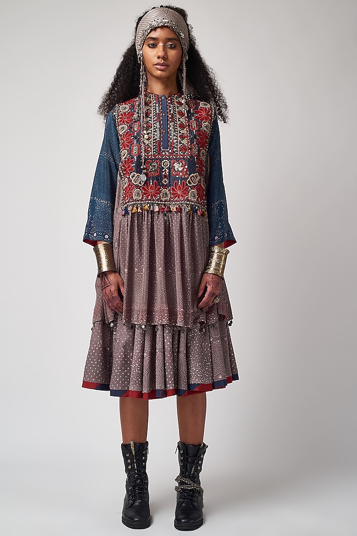Ash Printed Kalidar Skirt Set by ASEEM KAPOOR