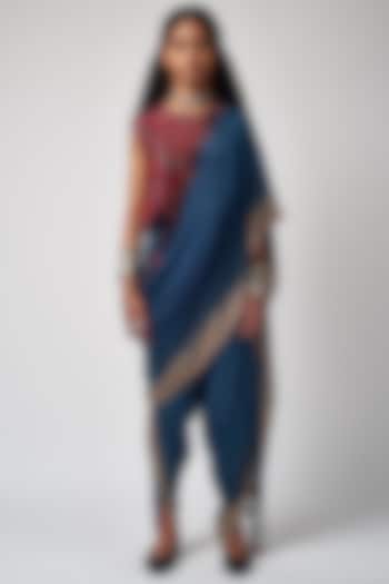 Neel Blue Tie-Dye Sadhu Draped Party Wear Saree by ASEEM KAPOOR at Pernia's Pop Up Shop