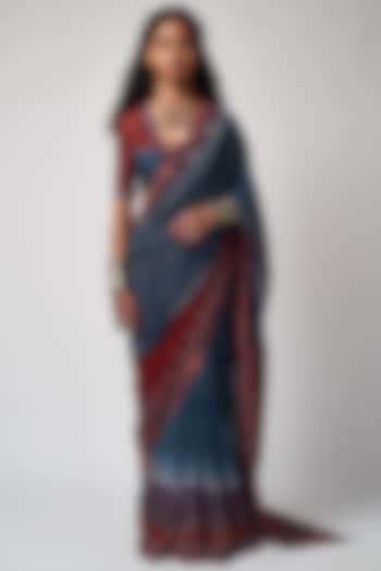 Sindoori Printed Textured Saree by ASEEM KAPOOR at Pernia's Pop Up Shop