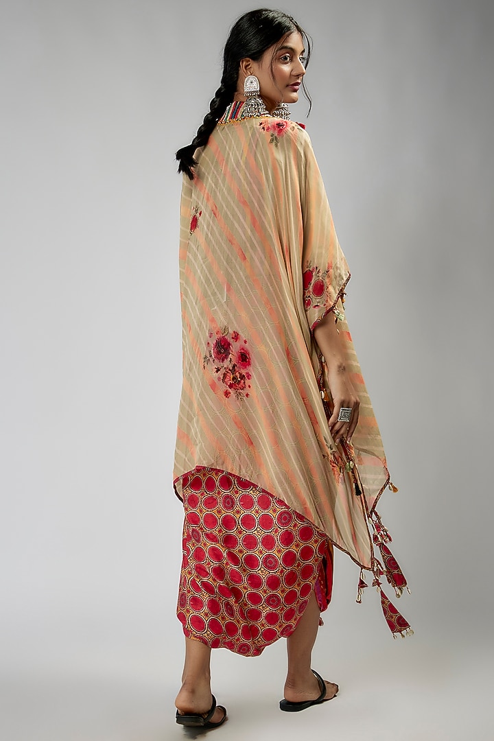 Beige Sheer Silk Jacket Set by Aseem kapoor at Pernia's Pop Up Shop