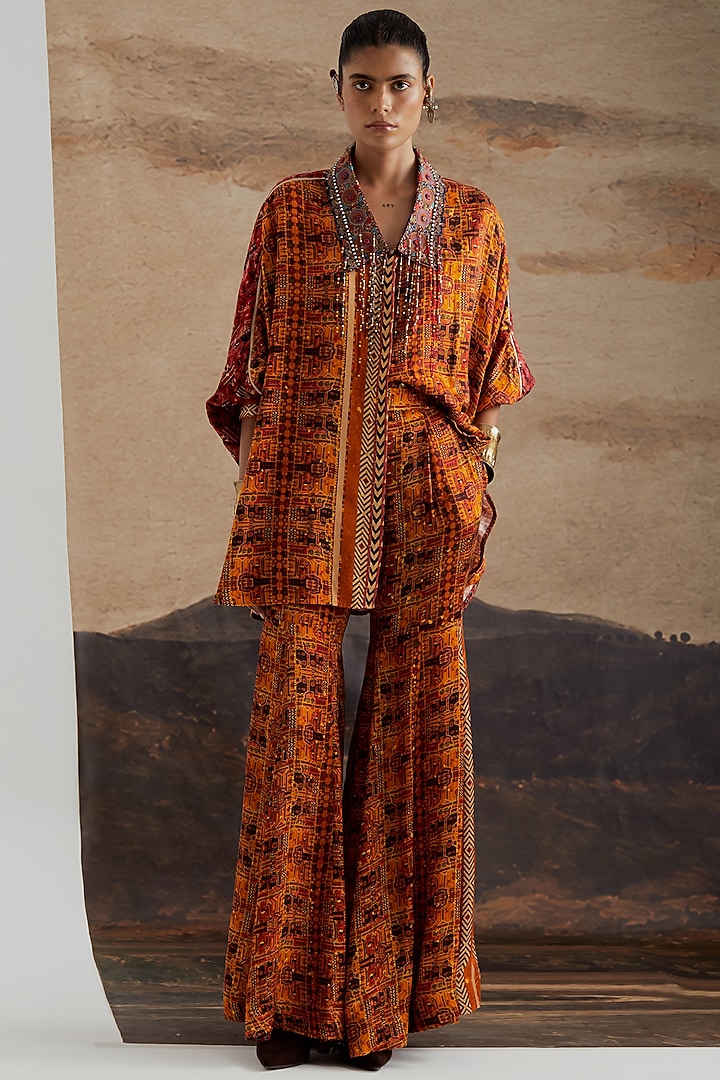 Topaz Yellow Modal Satin Printed Wedding Sharara Set by ASEEM KAPOOR at Pernia's Pop Up Shop