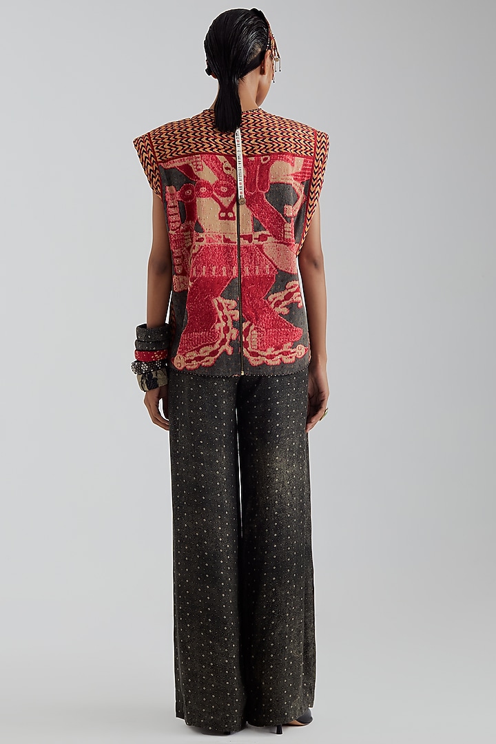 Ash Grey Natural Crepe Bandhani Printed Trouser Set by ASEEM KAPOOR at Pernia's Pop Up Shop