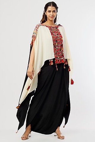 Black Draped Pant Set In Sequins Georgette by ASEEM KAPOOR