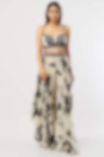 White & Black Tie-Dyed Chakra Skirt Set by ASEEM KAPOOR at Pernia's Pop Up Shop