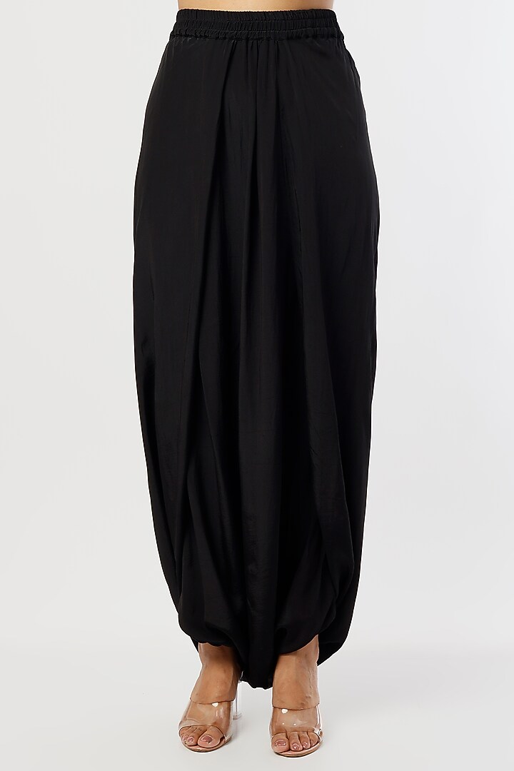 Black Sequins Georgette Draped Pant Set by ASEEM KAPOOR at Pernia's Pop Up Shop