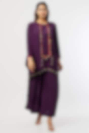 Purple Short Kurta Set In Natural Crepe by ASEEM KAPOOR at Pernia's Pop Up Shop