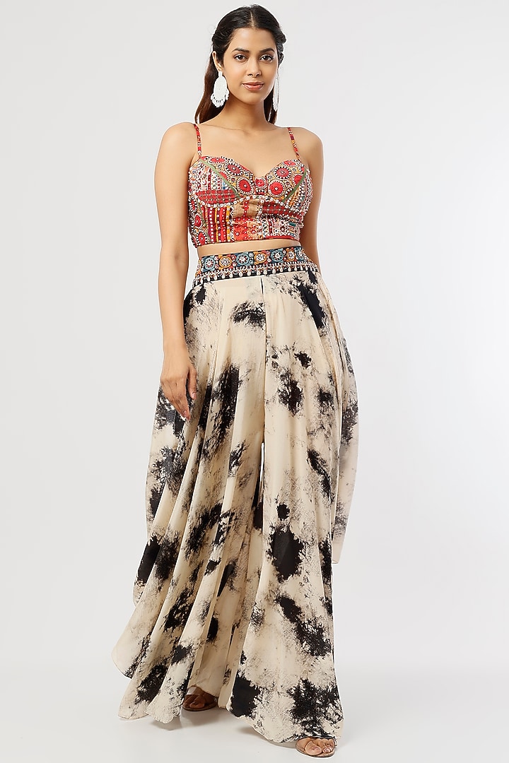 Red Tie-Dyed Chakra Skirt Set by ASEEM KAPOOR at Pernia's Pop Up Shop