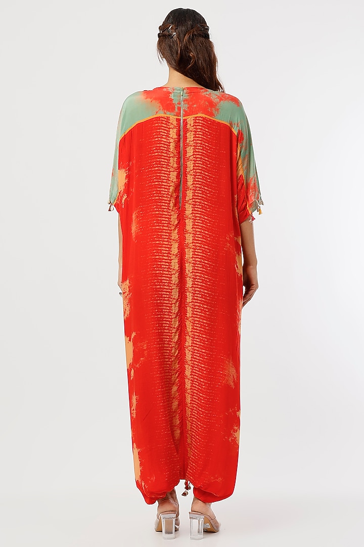 Orange Printed & Embroidered Kaftan Jumpsuit by ASEEM KAPOOR at Pernia's Pop Up Shop